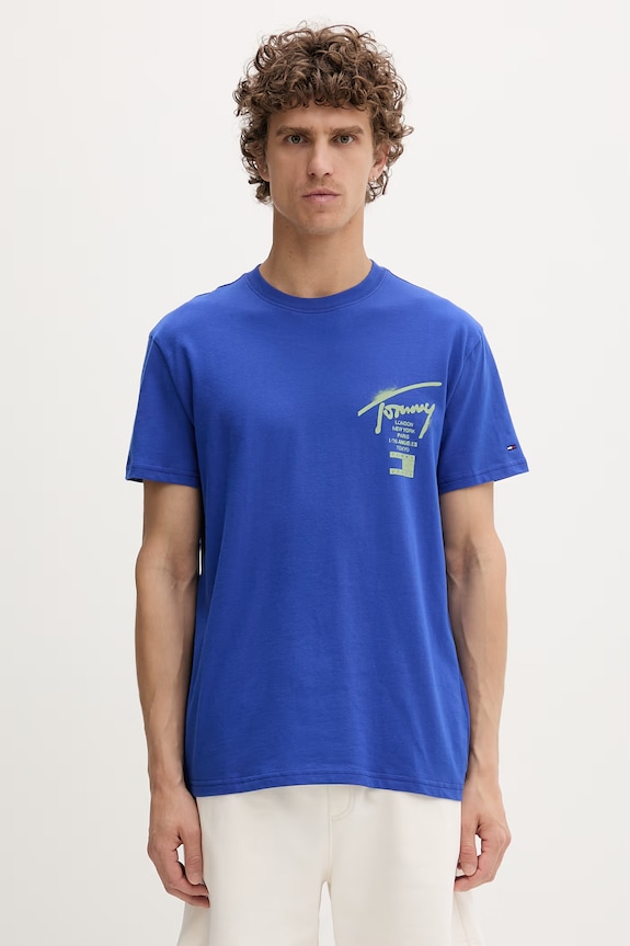 Îmbrăcăminte Tommy Jeans tricou bărbătesc din bumbac DM0DM22553 albastru