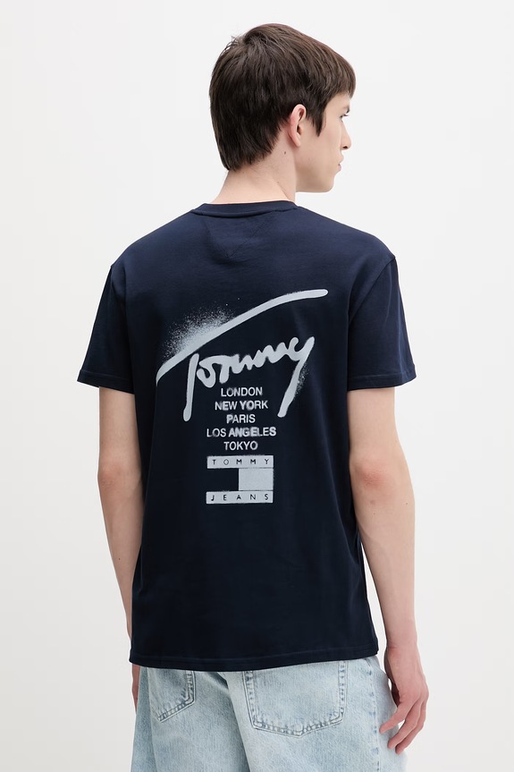 Îmbrăcăminte Tommy Jeans tricou bărbați bumbac DM0DM22553 bleumarin