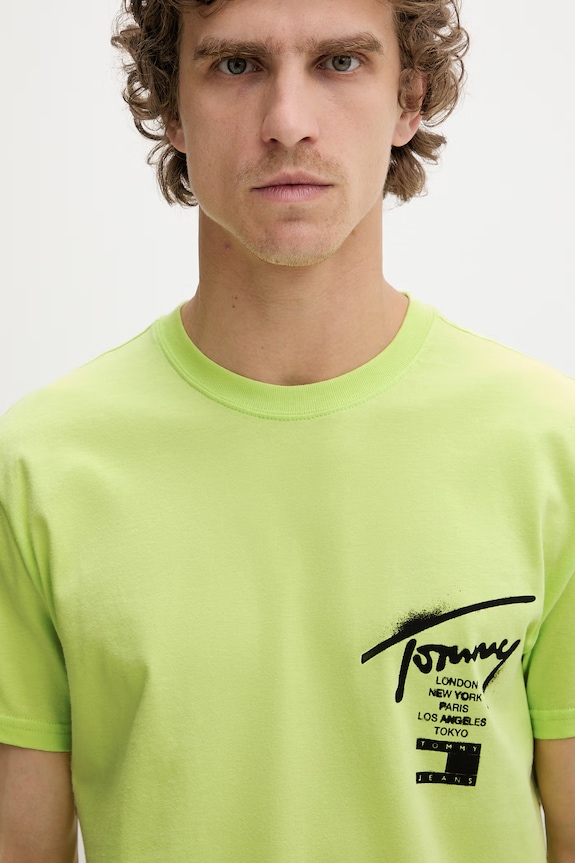 Tommy Jeans Tricou bărbați din bumbac verde DM0DM22553