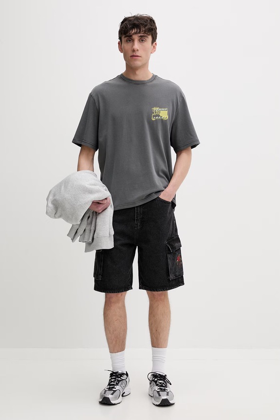 Tommy Jeans tričko pánske bavlnené DM0DM22554 sivá SS26