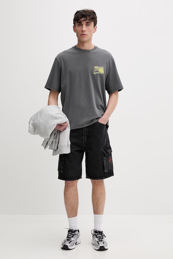 Tommy Jeans tričko pánske bavlnené DM0DM22554 sivá SS26