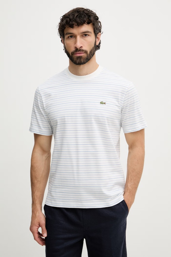 Lacoste t-shirt męski bawełniany niebieski TH0874