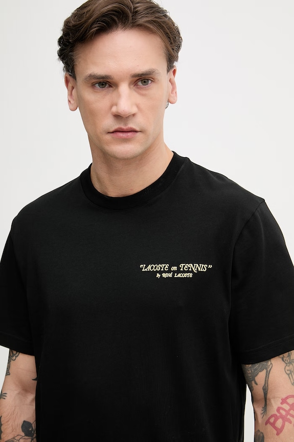 Lacoste t-shirt męski bawełniany czarny TH1425