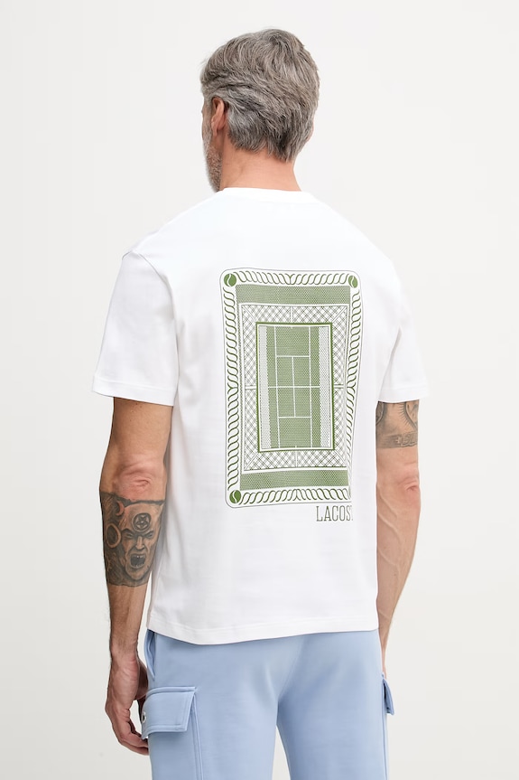 Lacoste t-shirt męski bawełniany biały TH1750.