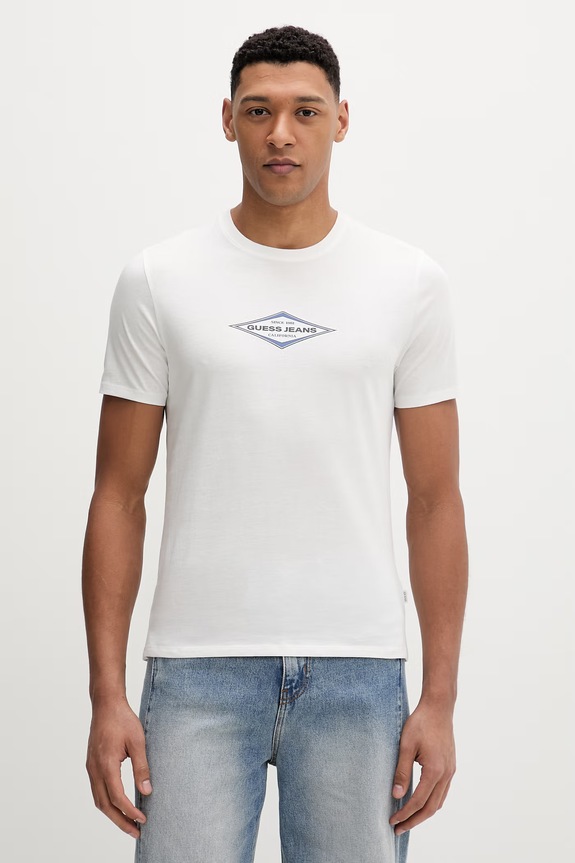 Bavlnené tričko Guess Jeans slim biela M6GIB4.K8HM0