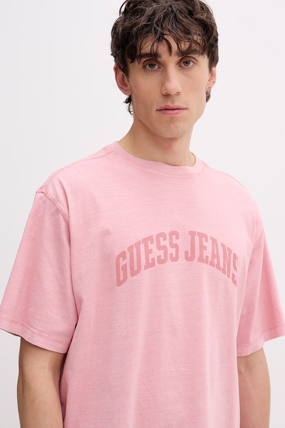 Guess Jeans tricou bărbătesc din bumbac roz M6GIB6.K8FQ4