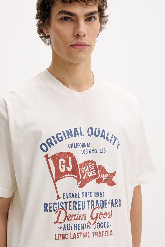 Guess Jeans t-shirt bawełniany beżowy M6GIB8.K8FQ4