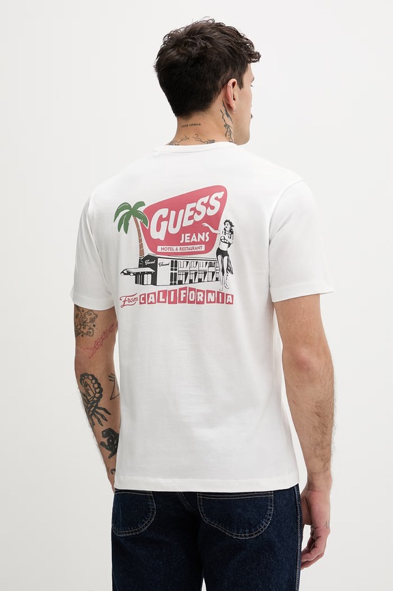 Guess Jeans tričko pánske bavlnené biela M6GIC0.K8HM0