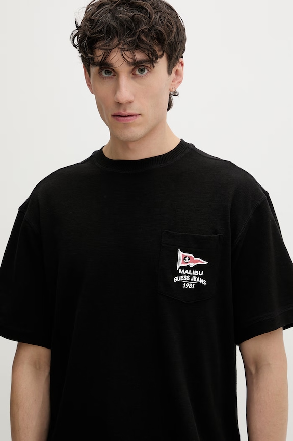 Guess Jeans T-shirt Ανδρικό βαμβακερό μαύρο M6GI00.KE731