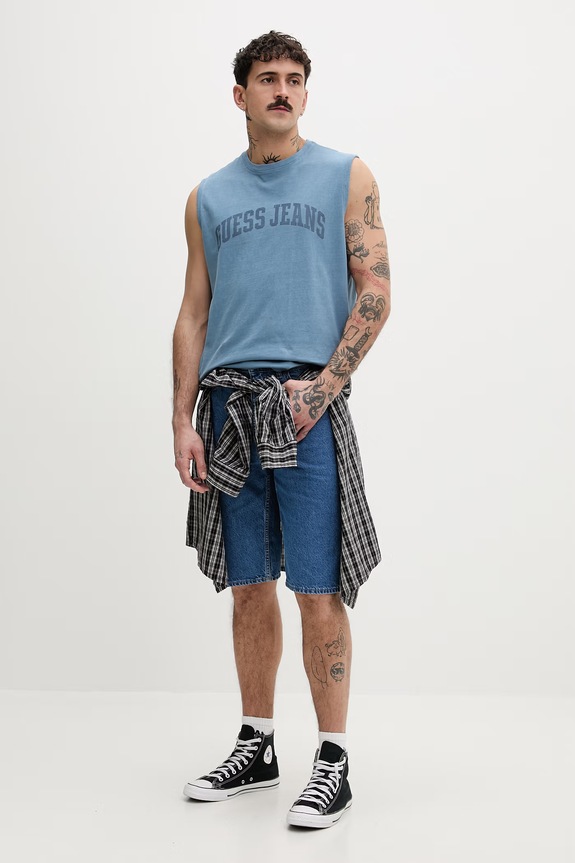 Guess Jeans tricou din bumbac M6GPB2.K8FQ4 albastru SS26