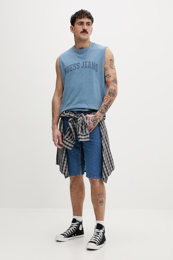 Guess Jeans tricou din bumbac M6GPB2.K8FQ4 albastru SS26