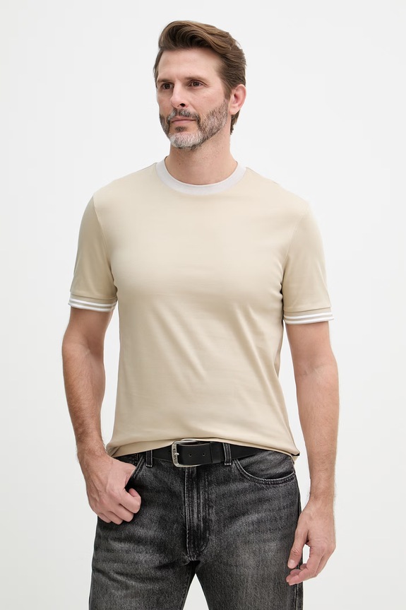 BOSS t-shirt męski bawełniany Tessler 238 beżowy 50559667