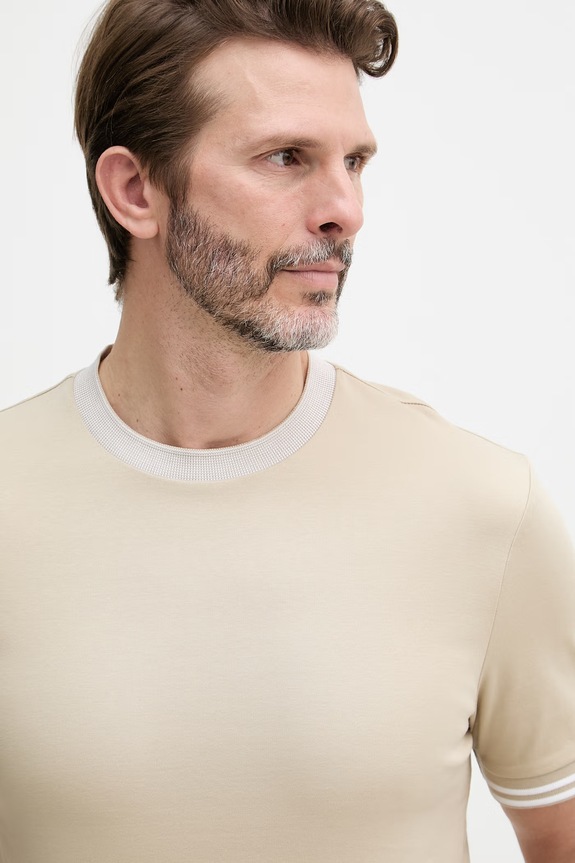 BOSS t-shirt męski bawełniany Tessler 238 beżowy 50559667