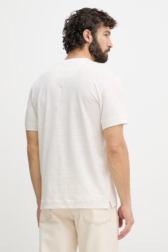 Îmbrăcăminte BOSS tricou bărbați cu amestec de in BOSS X ASTON MARTIN 50558830 bej