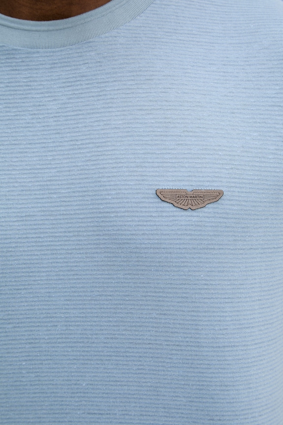 BOSS T-shirt męski z dodatkiem lnu BOSS X ASTON MARTIN 50558830 niebieski