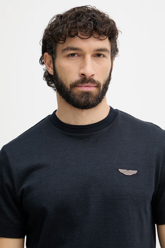 BOSS tričko pánske s prímesou ľanu BOSS X ASTON MARTIN tmavomodrá 50558830