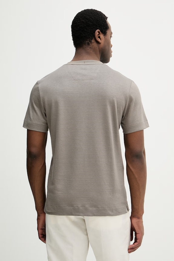 Odzież BOSS T-shirt męski z dodatkiem lnu BOSS X ASTON MARTIN 50558830 brązowy