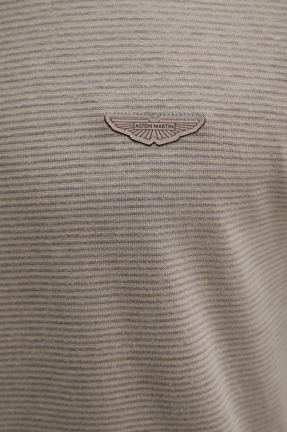 BOSS T-shirt męski z dodatkiem lnu BOSS X ASTON MARTIN 50558830 brązowy