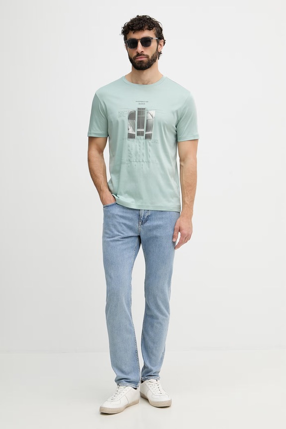 BOSS Green tricou bărbați de bumbac BOSS X PORSCHE 50559811 verde SS26