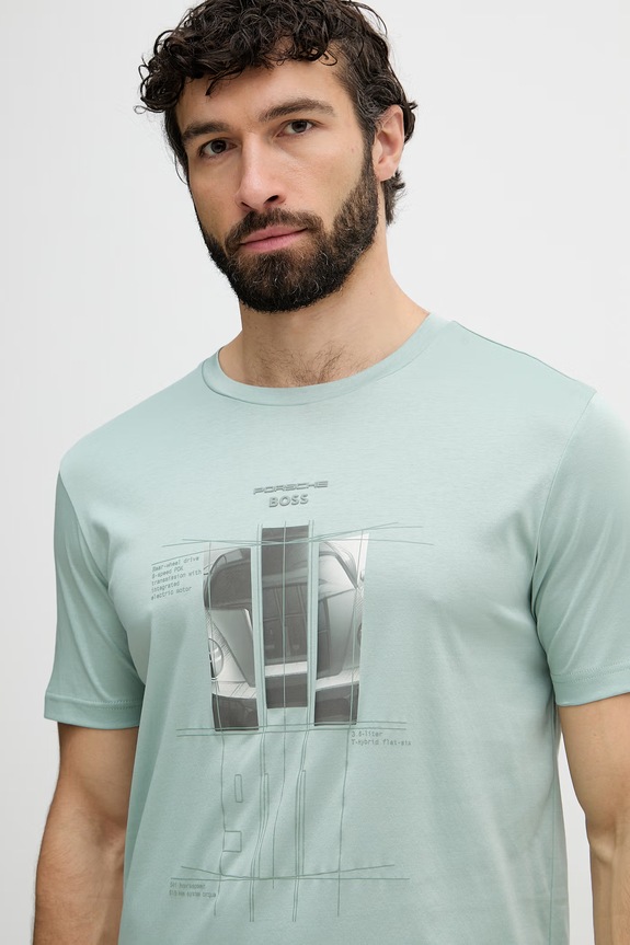 BOSS Green tricou bărbați de bumbac BOSS X PORSCHE verde 50559811