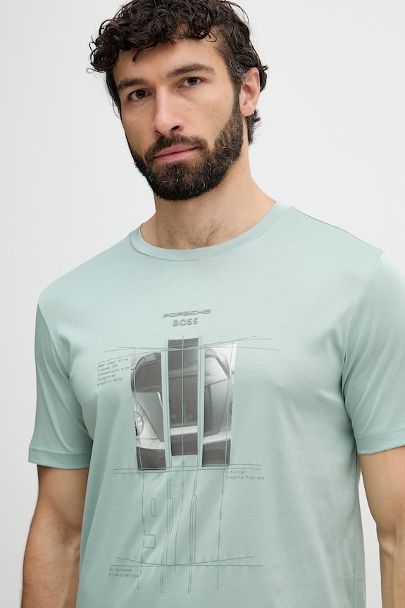 BOSS Green tricou bărbați de bumbac BOSS X PORSCHE verde 50559811