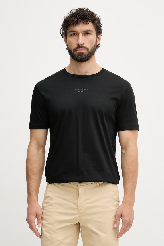 Oblečení BOSS Green tričko pánské bavlněné BOSS X PORSCHE 50561856 černá