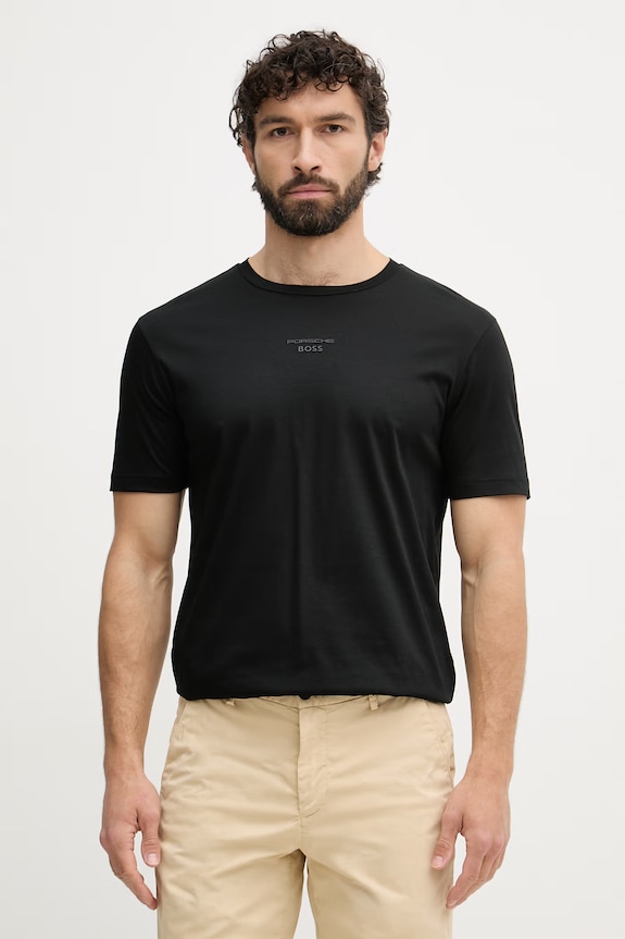 Oblečení BOSS Green tričko pánské bavlněné BOSS X PORSCHE 50561856 černá