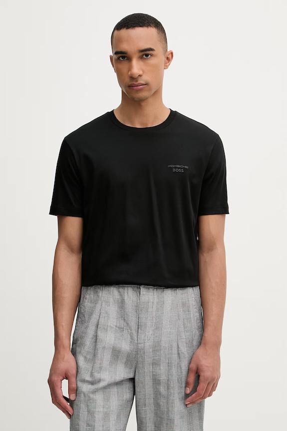 BOSS Green t-shirt ανδρικό βαμβακερό BOSS X PORSCHE μαύρο 50562696