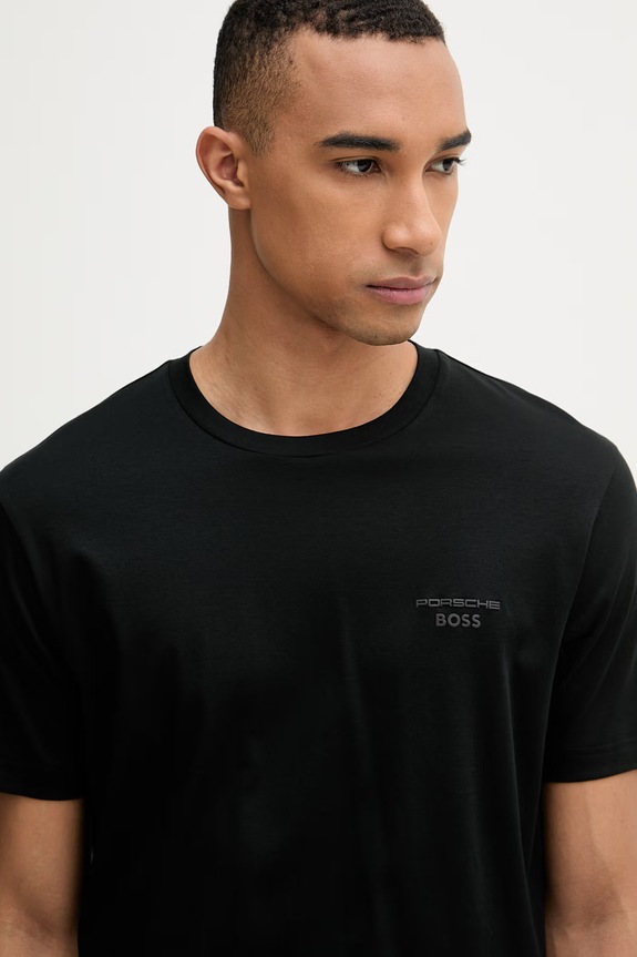 BOSS Green t-shirt ανδρικό βαμβακερό BOSS X PORSCHE μαύρο 50562696