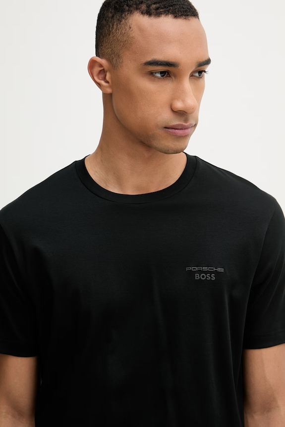 BOSS Green t-shirt ανδρικό βαμβακερό BOSS X PORSCHE μαύρο 50562696