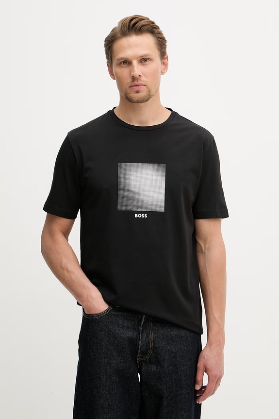 BOSS Green majica za muškarce s pamukom 2-pack crna 50559230