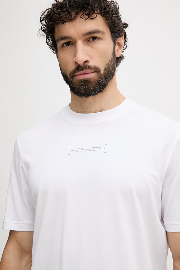BOSS Green t-shirt férfi pamuttal fehér 50559235