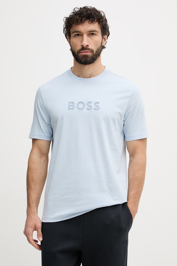 BOSS Green tricou bărbați din bumbac albastru 50559361
