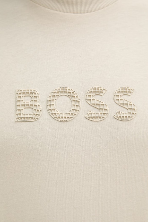 BOSS Green t-shirt męski bawełniany 50559361 beżowy
