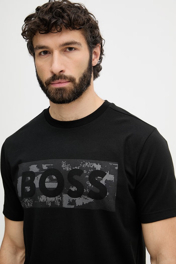 BOSS Green tričko pánske s bavlnou čierna 50559363