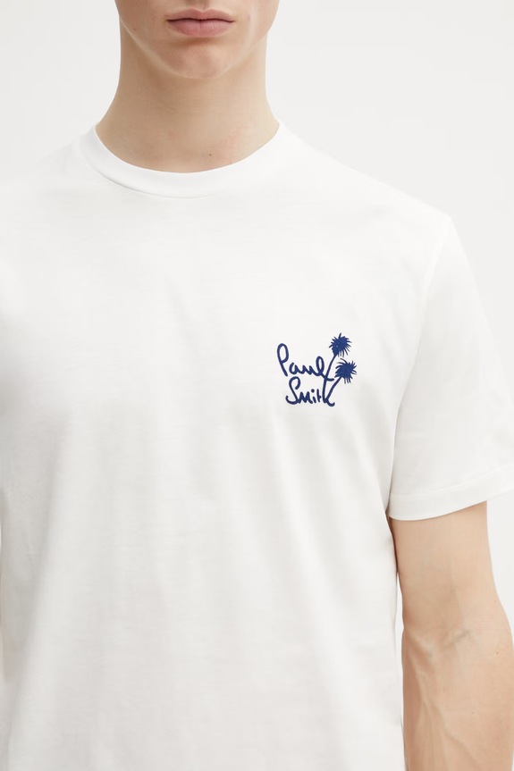 Paul Smith t-shirt in cotone FLOCK PRINT bianco M1R.919T.VP5460