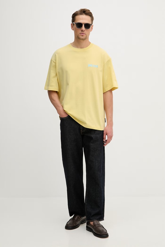 Just Cavalli t-shirt bawełniany 80OAHE26.CJ118 żółty SS26