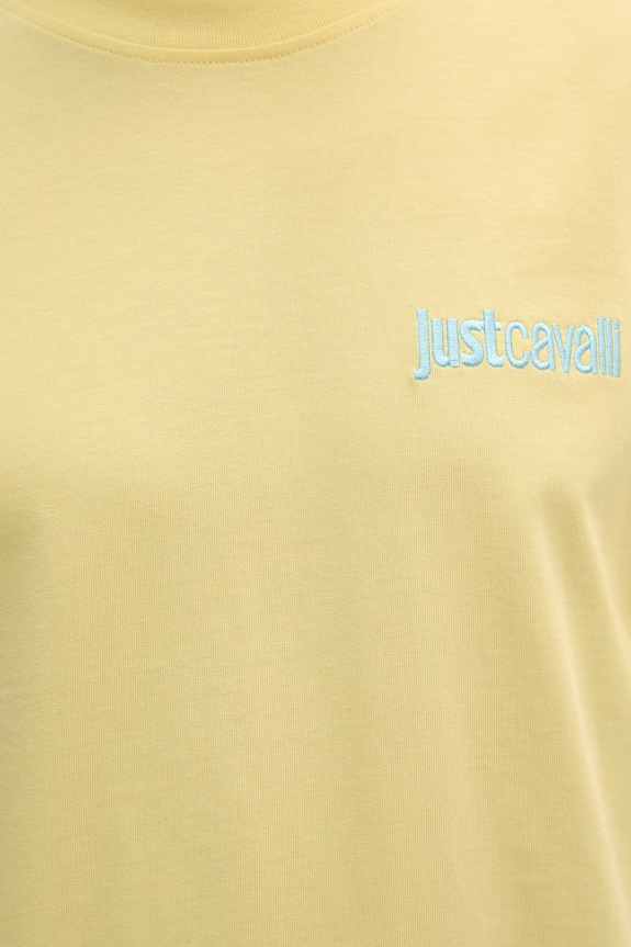 Just Cavalli t-shirt bawełniany 80OAHE26.CJ118 żółty