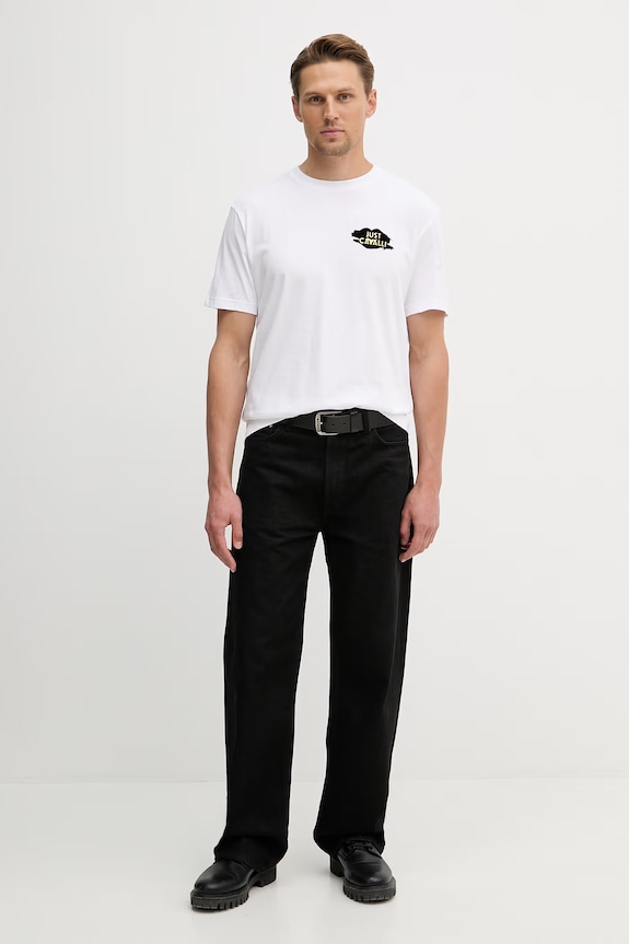 Хлопковая футболка Just Cavalli 80OAHT17.CJ500 белый SS26