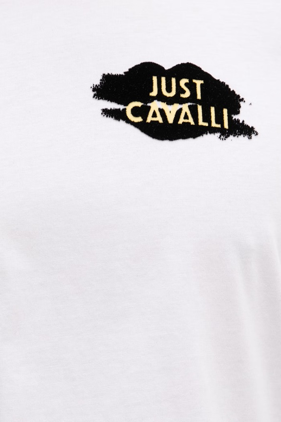 Хлопковая футболка Just Cavalli 80OAHT17.CJ500 белый
