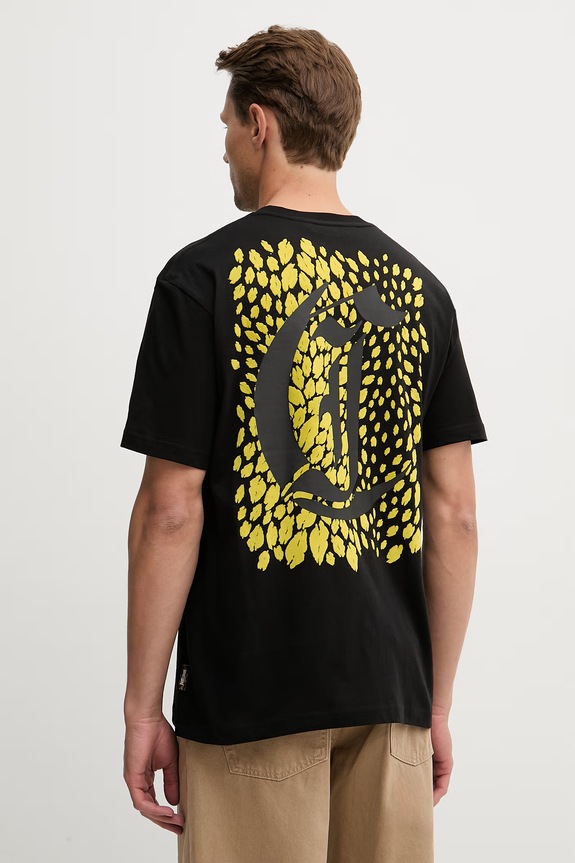Хлопковая футболка Just Cavalli хлопок чёрный 80OAHT17.CJ500