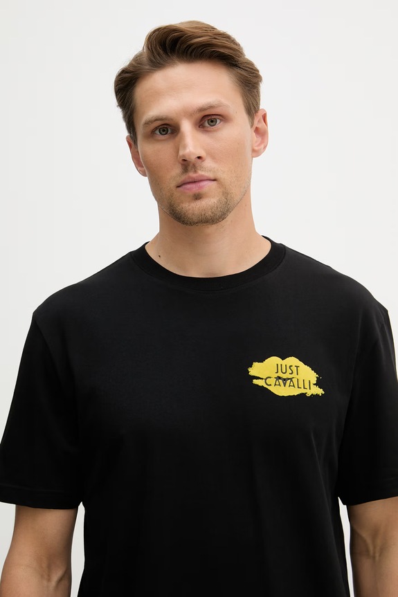 Хлопковая футболка Just Cavalli чёрный 80OAHT17.CJ500