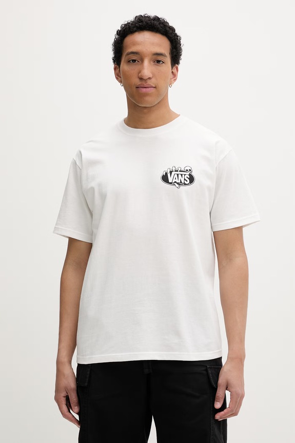 Odzież Vans T-shirt męski bawełniany VN000SWTWHT1 biały