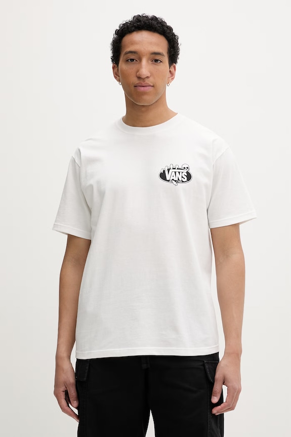 Odzież Vans T-shirt męski bawełniany VN000SWTWHT1 biały