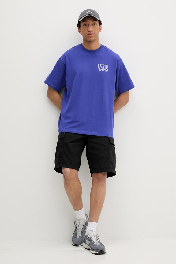 Vans T-shirt męski bawełniany VN000SXDFRX1 fioletowy SS26