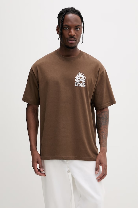 Odzież Vans t-shirt basic męski bawełniany VN000VW0FST1 brązowy