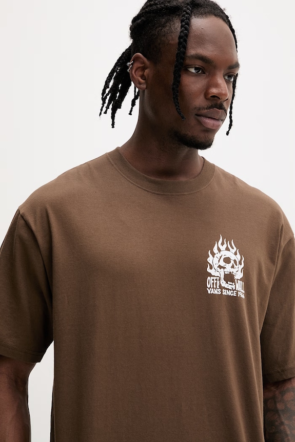 Vans t-shirt basic męski bawełniany brązowy VN000VW0FST1