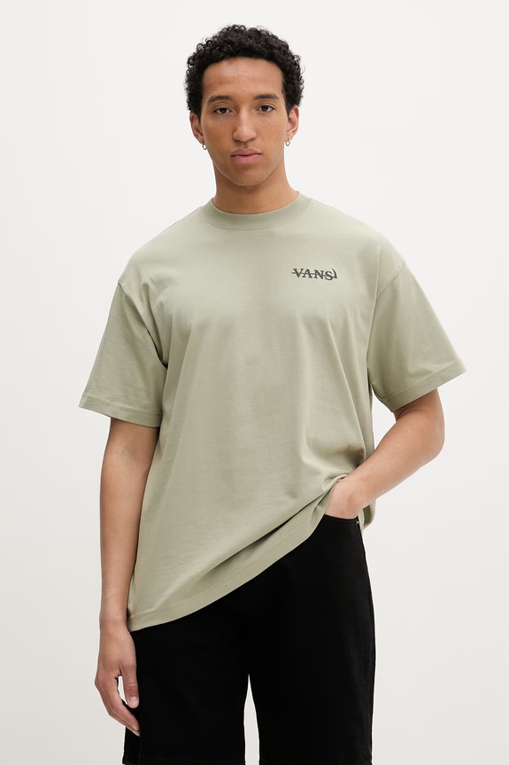 Odzież Vans T-shirt męski bawełniany VN000VY9FSG1 zielony