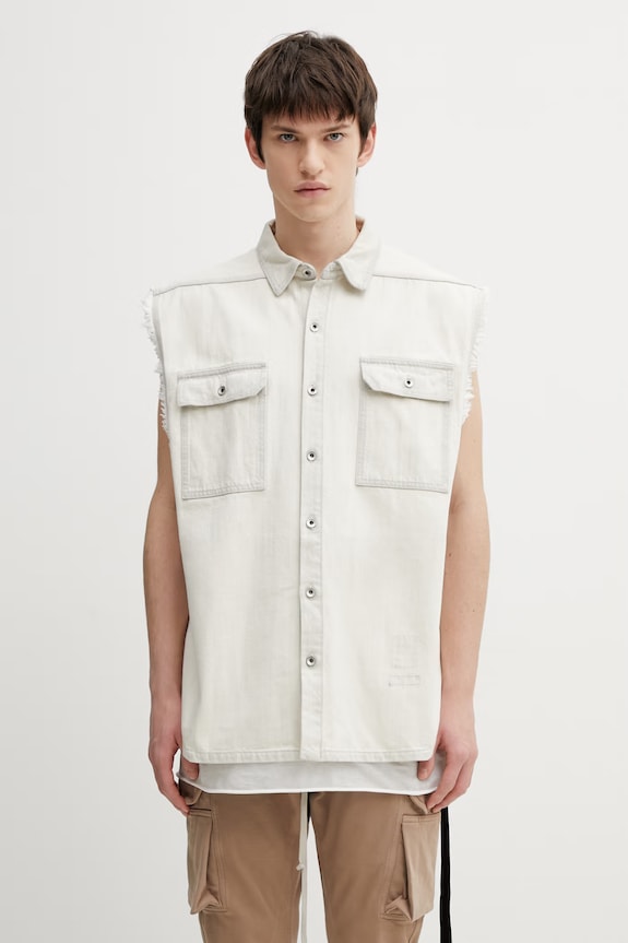 Rick Owens DRKSHDW gilet di jeans Tommy Jumbo non isolato beige DU01F4764.DMW