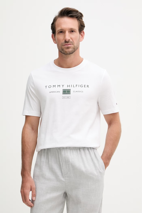Tommy Hilfiger t-shirt da uomo in cotone bianco MW0MW42365